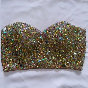 MARCIANO strapless bustier corset top w. Crystals